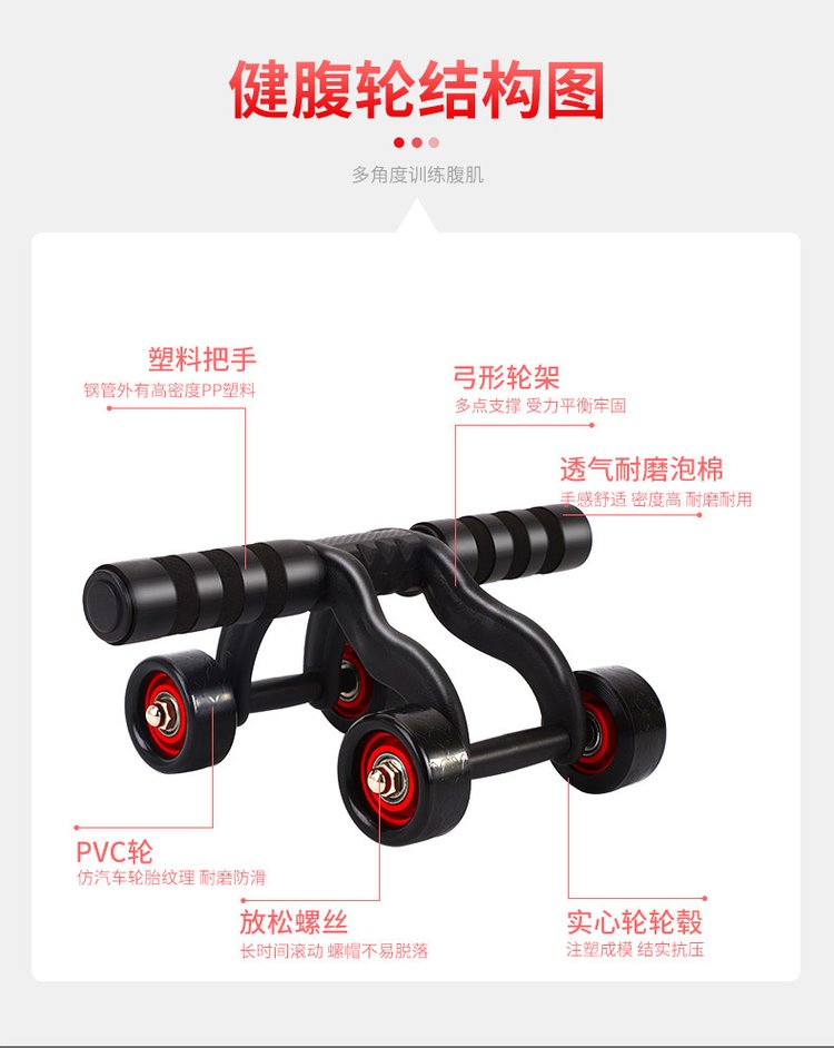 健腹轮四轮静音腹肌轮家用腹肌训练器健身器材批发_7800974b.jpg